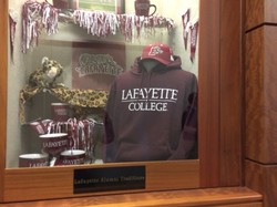 A photo of a trophy case at Lafayette College.