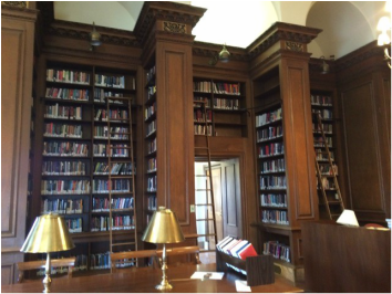 The interior of a library at Lafayette College.